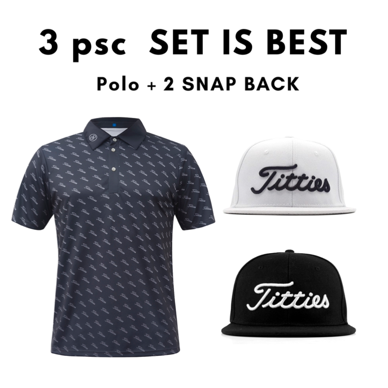 3 psc SET of Titties Polo & 2 Snapbacks – golfingcaps