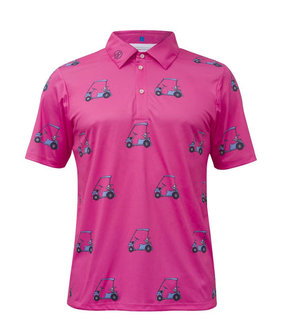 Pink Golf Cart Performance Polo Shirt