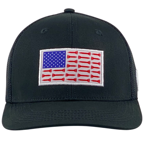 US flag cap mesh hat black