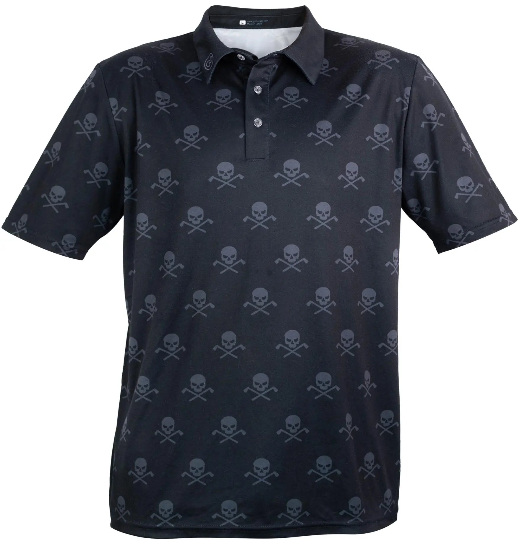 Golf Skull Pattern Performance Polo Men Power Golf