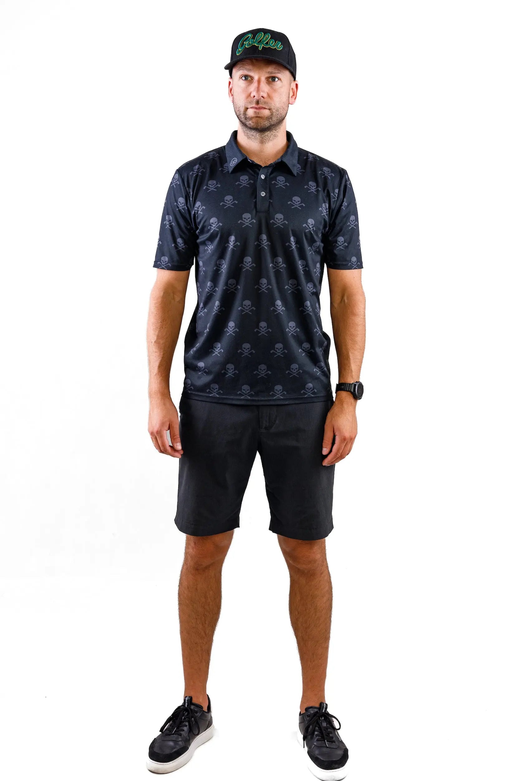 Golf Skull Pattern Performance Polo Men Power Golf