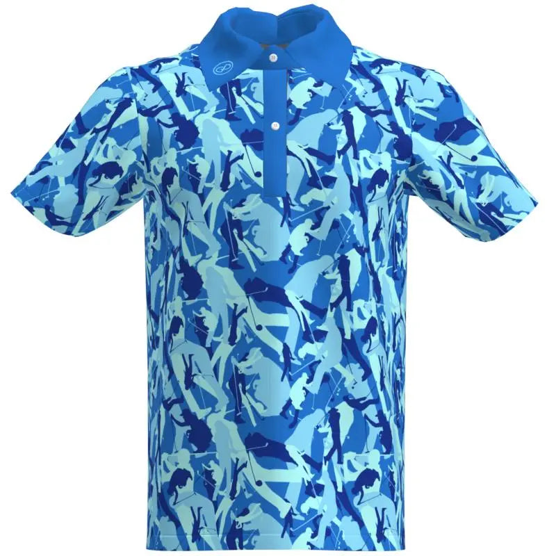 Golfer Blue camouflage Performance Polo Shirt Power Golf