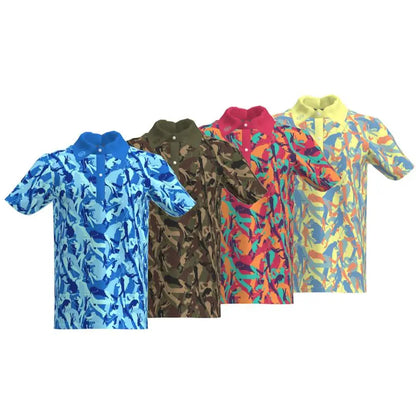 SET of 4 camouflage Performance Polo Shirts Power Golf