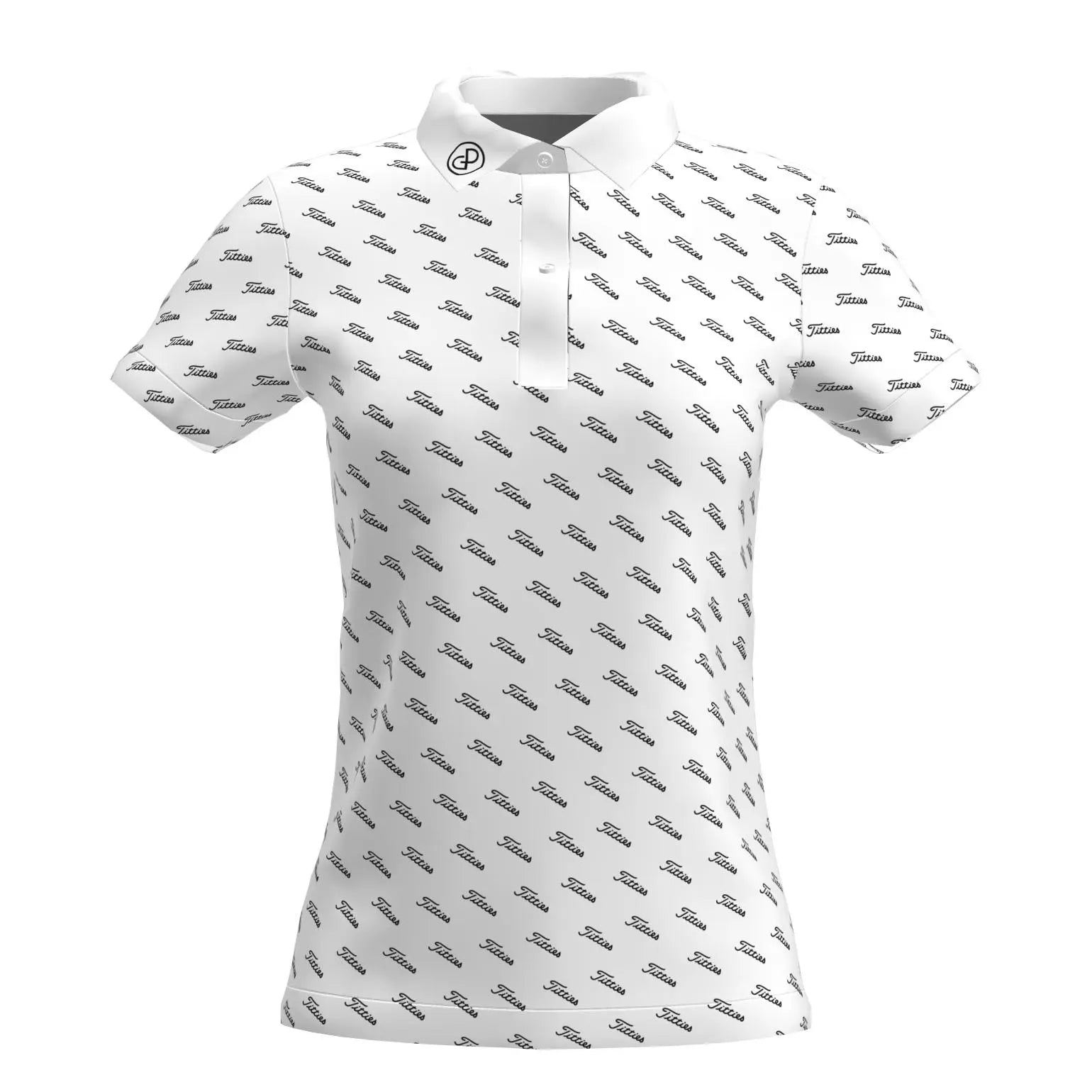 Women White Titties Performance Polo Shirt Power Golf