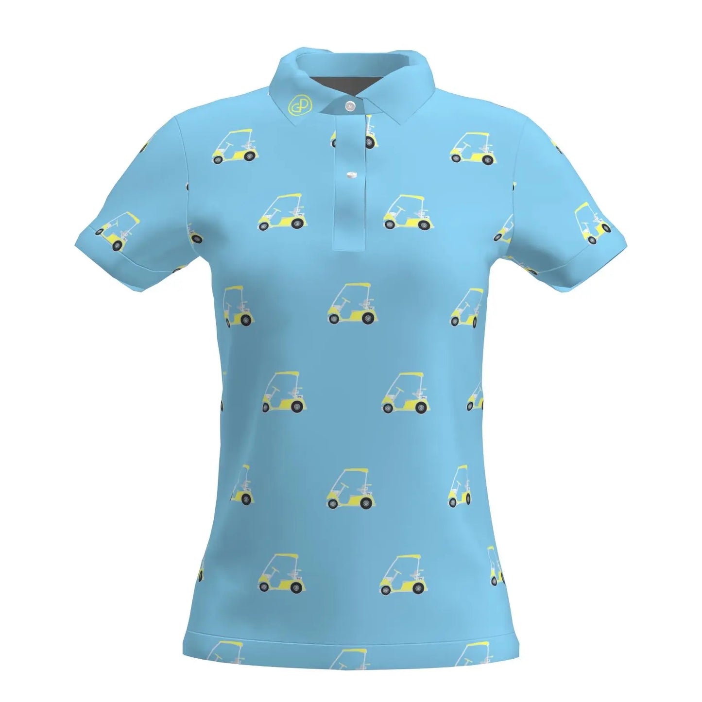 Women Light Blue Golf Cart Performance Polo Shirt Power Golf