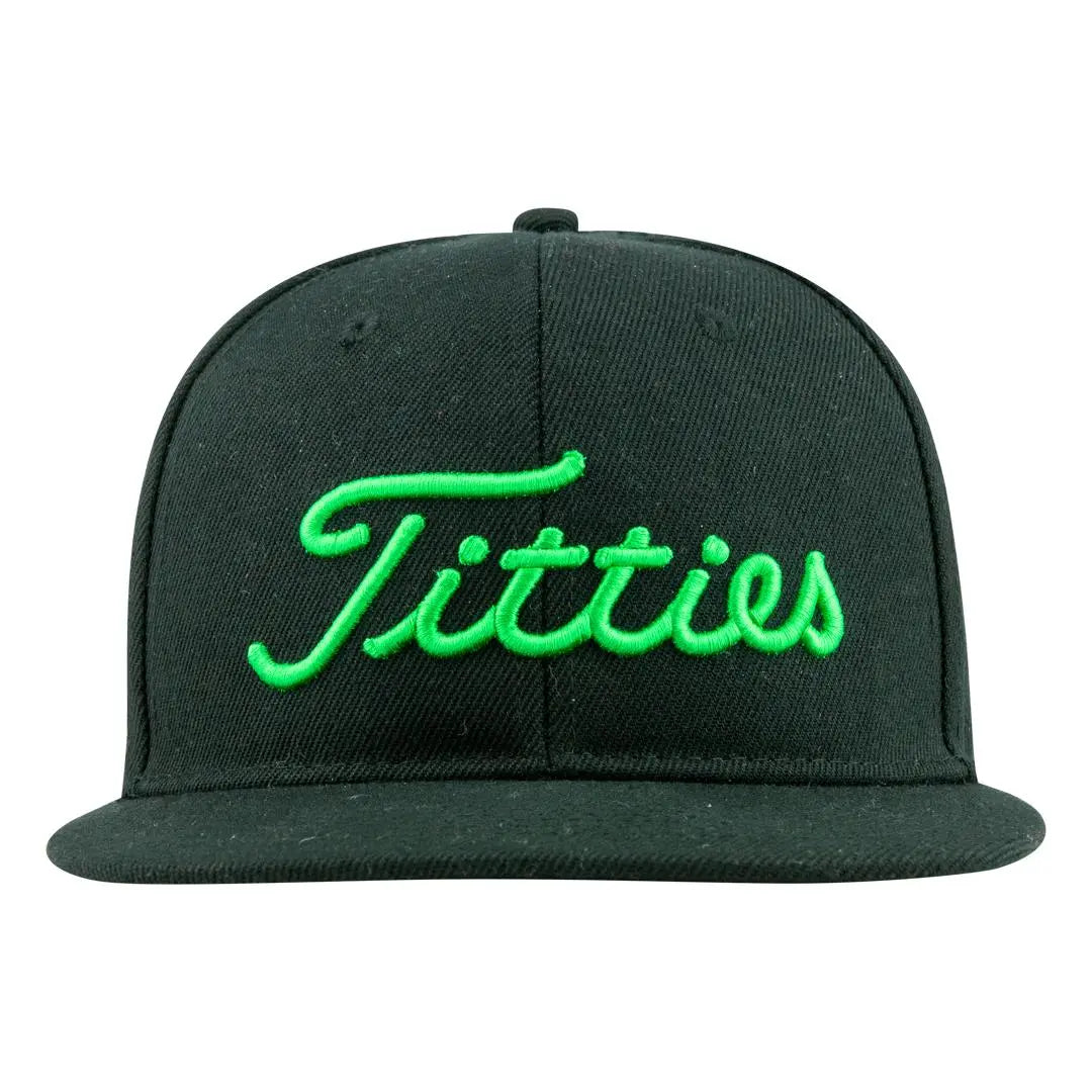 Black/Green Titties Snapback Hat Power Golf