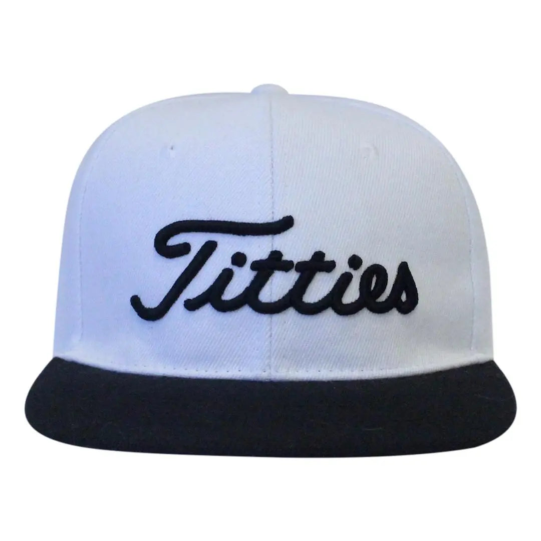 Titties Snapback Hat White/Black Power Golf