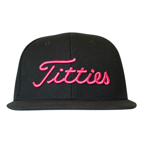 Titties Snapback Hat Black / Pink