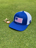 Blue USA Flag Patch with Golf Tees – Mesh Back Premium Cap